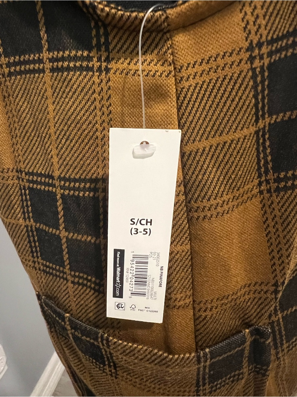 No Boundaries Mustard Plaid Mini Pinafore Dress with Brown Strap Accents - Picture 5 of 5